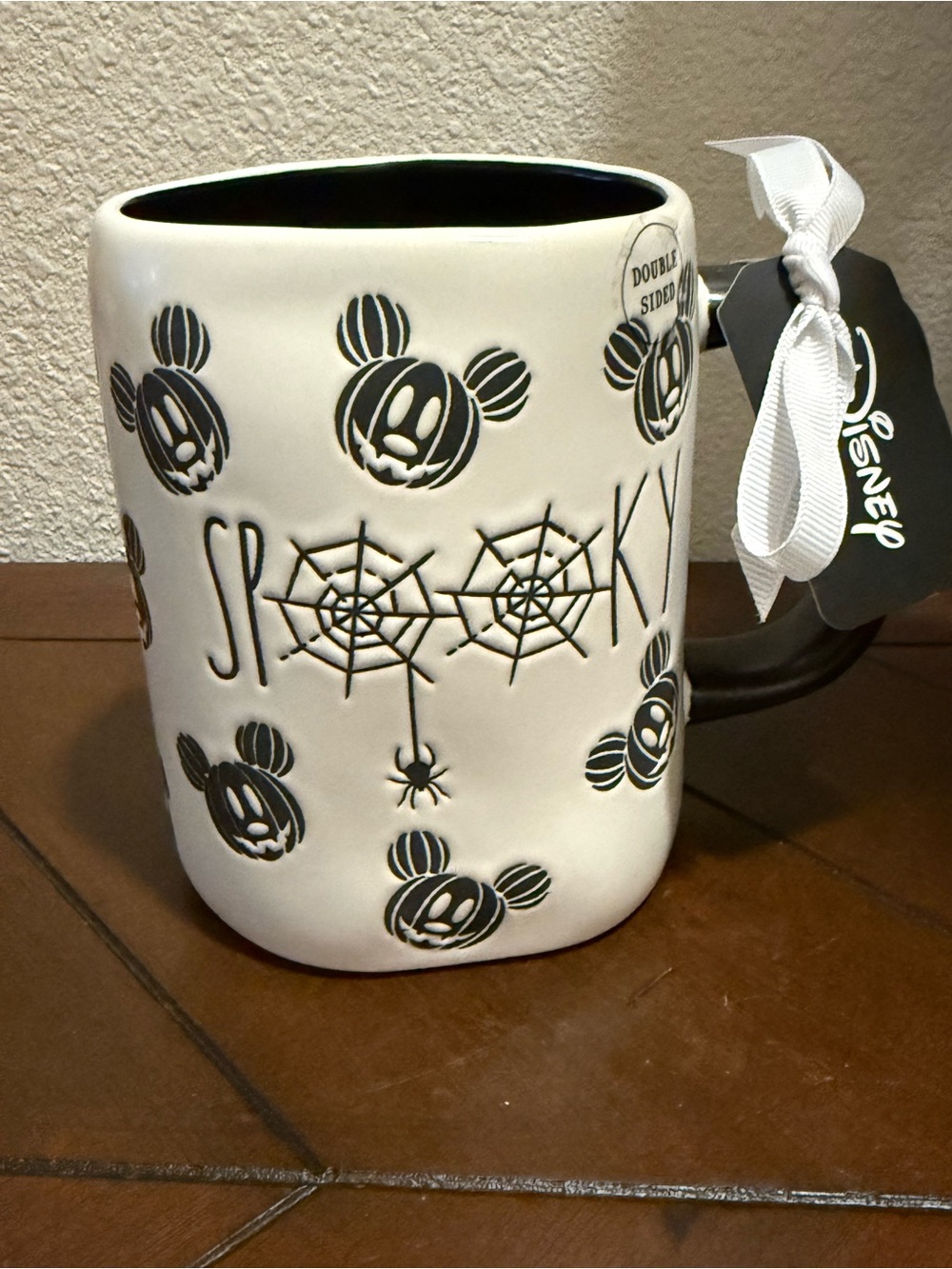 Rae Dunn x Disney Halloween Mug - Black & White SPOOKY W/ Mickey Pattern NWT